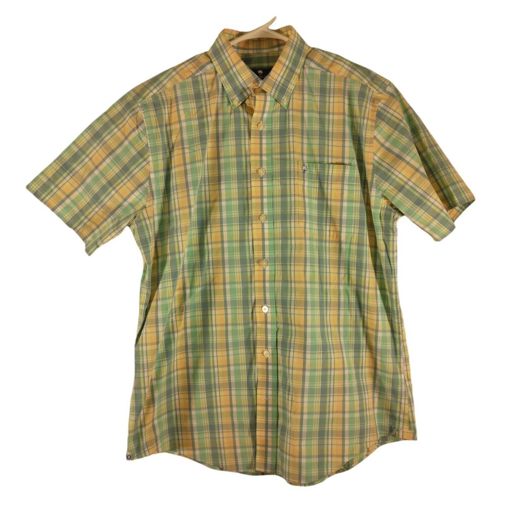 Southern Shirt SSCO shirt mens L Large green plaid short sleeve cotton nylon bl